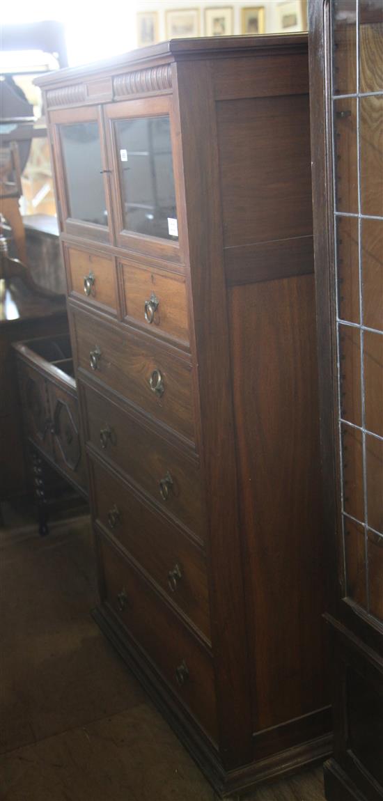 James Shoolbred & Co camphor and rosewood tall cabinet, stamp to back